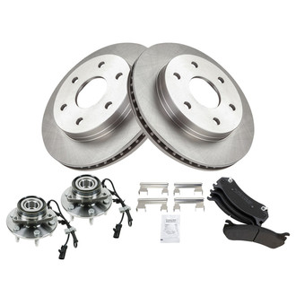 TRQ® - Front Disc Brake Kit with Semi-Metallic Pads and Hub Assemblies