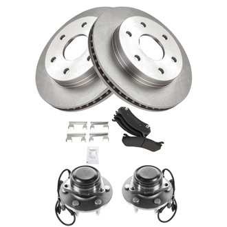 TRQ® - Front Disc Brake Kit with Semi-Metallic Pads and Hub Assemblies