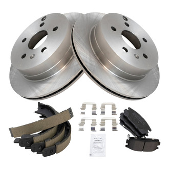 TRQ® - Rear Disc Brake Kit with Semi-Metallic Pads and Shoes