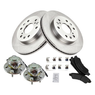 TRQ® - Front Disc Brake Kit with Semi-Metallic Pads and Hub Assemblies