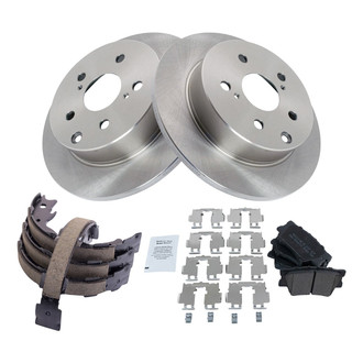TRQ® - Rear Disc Brake Kit with Semi-Metallic Pads and Shoes