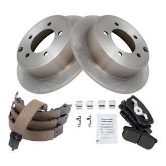 TRQ® - Rear Disc Brake Kit with Semi-Metallic Pads and Shoes
