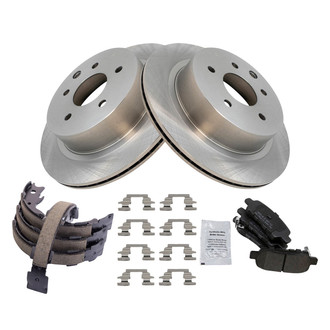 TRQ® - Rear Disc Brake Kit with Semi-Metallic Pads and Shoes