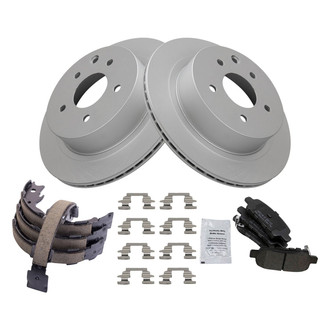 TRQ® - Rear Disc Brake Kit with Semi-Metallic Pads and Shoes