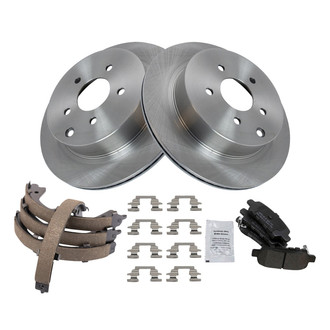 TRQ® - Rear Disc Brake Kit with Semi-Metallic Pads and Shoes