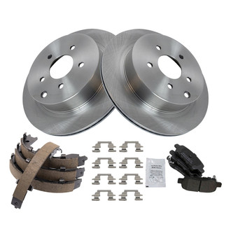 TRQ® - Rear Disc Brake Kit with Semi-Metallic Pads and Shoes
