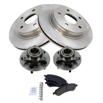 TRQ® - Front Disc Brake Kit with Semi-Metallic Pads and Hub Assemblies