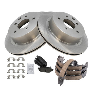 TRQ® - Rear Disc Brake Kit with Semi-Metallic Pads and Shoes