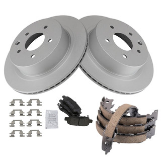 TRQ® - Rear Disc Brake Kit with Semi-Metallic Pads and Shoes