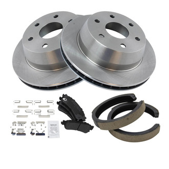 TRQ® - Rear Disc Brake Kit with Semi-Metallic Pads and Shoes