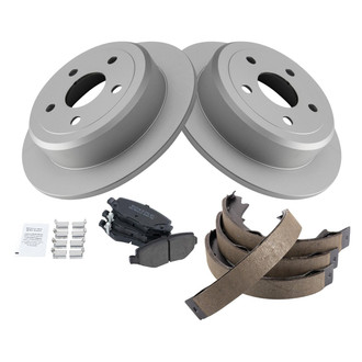 TRQ® - Rear Disc Brake Kit with Semi-Metallic Pads and Shoes