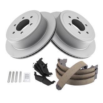 TRQ® - Rear Disc Brake Kit with Semi-Metallic Pads and Shoes
