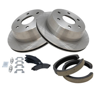 TRQ® - Rear Disc Brake Kit with Semi-Metallic Pads and Shoes