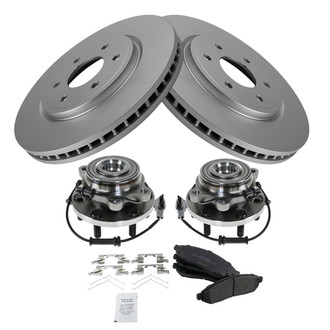 TRQ® - Front Disc Brake Kit with Semi-Metallic Pads and Hub Assemblies