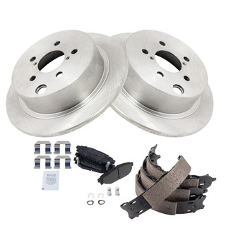 TRQ® - Rear Disc Brake Kit with Semi-Metallic Pads and Shoes