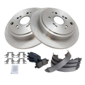 TRQ® - Rear Disc Brake Kit with Semi-Metallic Pads and Shoes