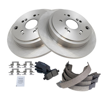 TRQ® - Rear Disc Brake Kit with Semi-Metallic Pads and Shoes
