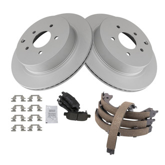 TRQ® - Rear Disc Brake Kit with Semi-Metallic Pads and Shoes