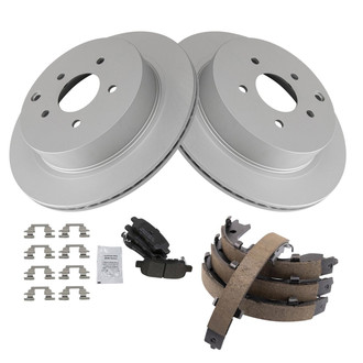TRQ® - Rear Disc Brake Kit with Semi-Metallic Pads and Shoes