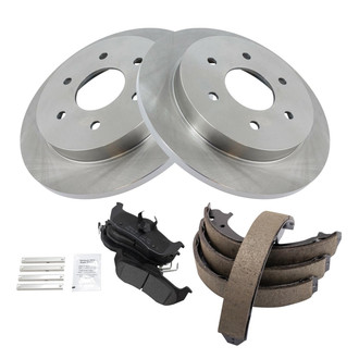 TRQ® - Rear Disc Brake Kit with Semi-Metallic Pads and Shoes