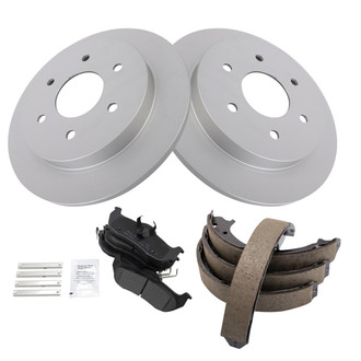 TRQ® - Rear Disc Brake Kit with Semi-Metallic Pads and Shoes
