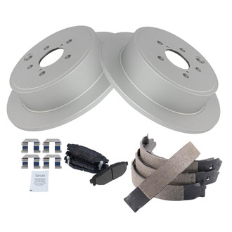 TRQ® - Rear Disc Brake Kit with Semi-Metallic Pads and Shoes