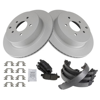 TRQ® - Rear Disc Brake Kit with Semi-Metallic Pads and Shoes