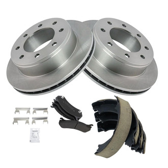TRQ® - Rear Disc Brake Kit with Semi-Metallic Pads and Shoes