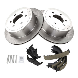 TRQ® - Rear Disc Brake Kit with Semi-Metallic Pads and Shoes