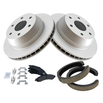 TRQ® - Rear Disc Brake Kit with Semi-Metallic Pads and Shoes