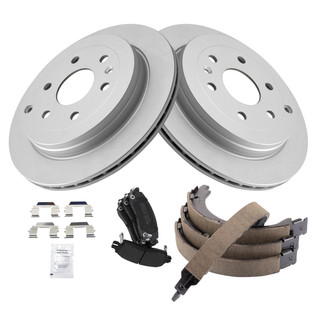 TRQ® - Rear Disc Brake Kit with Semi-Metallic Pads and Shoes