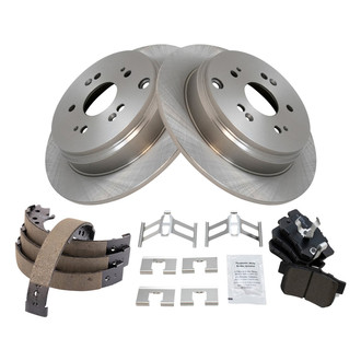 TRQ® - Rear Disc Brake Kit with Semi-Metallic Pads and Shoes