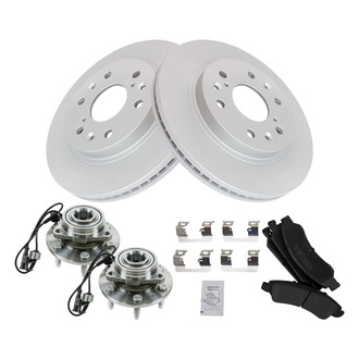 TRQ® - Front Disc Brake Kit with Semi-Metallic Pads and Hub Assemblies
