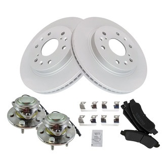 TRQ® - Front Disc Brake Kit with Semi-Metallic Pads and Hub Assemblies