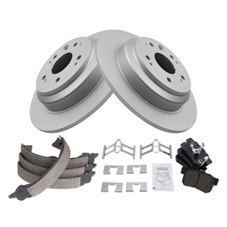TRQ® - Rear Disc Brake Kit with Semi-Metallic Pads and Shoes
