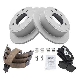 TRQ® - Rear Disc Brake Kit with Semi-Metallic Pads and Shoes
