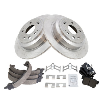 TRQ® - Rear Disc Brake Kit with Semi-Metallic Pads and Shoes