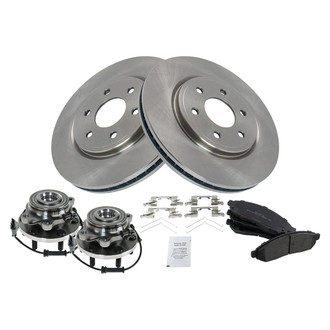 TRQ® - Front Disc Brake Kit with Semi-Metallic Pads and Hub Assemblies
