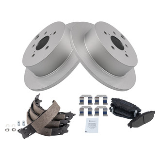TRQ® - Rear Disc Brake Kit with Semi-Metallic Pads and Shoes