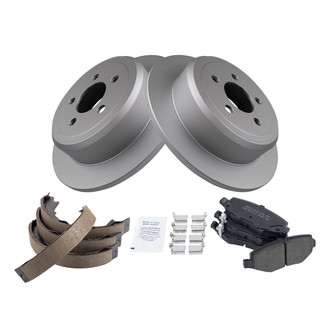 TRQ® - Rear Disc Brake Kit with Semi-Metallic Pads and Shoes