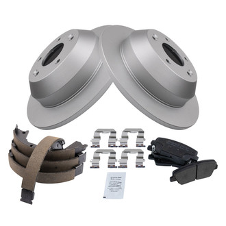 TRQ® - Rear Disc Brake Kit with Semi-Metallic Pads and Shoes