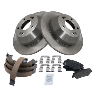 TRQ® - Rear Disc Brake Kit with Semi-Metallic Pads and Shoes