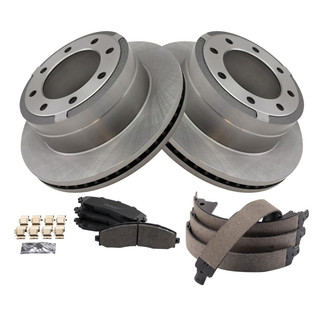 TRQ® - Rear Disc Brake Kit with Semi-Metallic Pads and Shoes