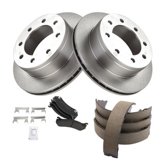TRQ® - Rear Disc Brake Kit with Semi-Metallic Pads and Shoes