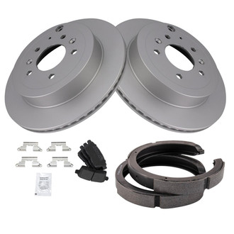 TRQ® - Rear Disc Brake Kit with Semi-Metallic Pads and Shoes