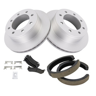 TRQ® - Rear Disc Brake Kit with Semi-Metallic Pads and Shoes