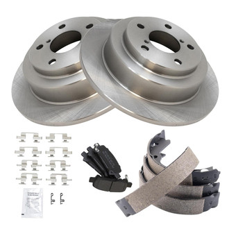 TRQ® - Rear Disc Brake Kit with Semi-Metallic Pads and Shoes
