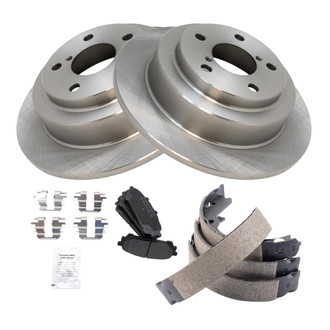 TRQ® - Rear Disc Brake Kit with Semi-Metallic Pads and Shoes