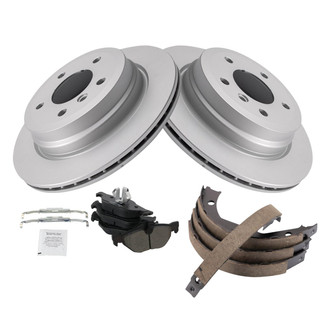 TRQ® - Rear Disc Brake Kit with Semi-Metallic Pads and Shoes