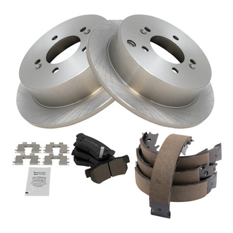 TRQ® - Rear Disc Brake Kit with Semi-Metallic Pads and Shoes